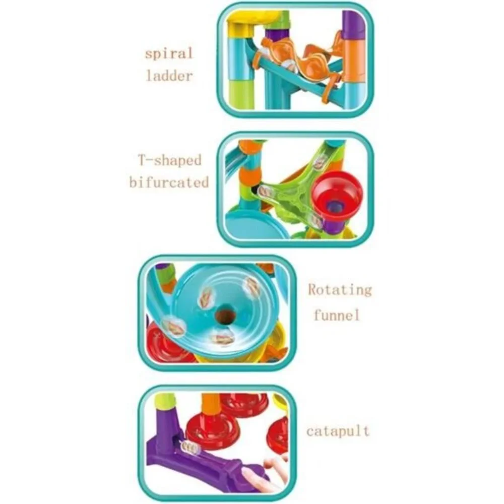 113 Pcs Marble Run for Kids Compact Set, STEM Learning Construction Building Toy